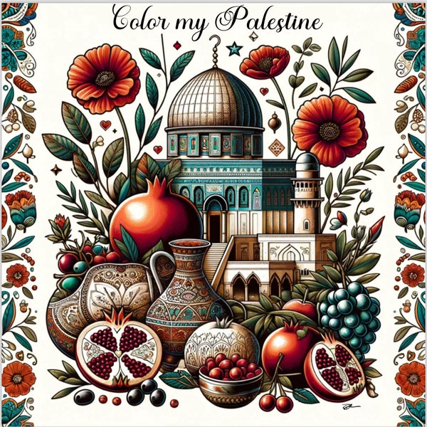 Color my Palestine- Adult coloring book (digital download)