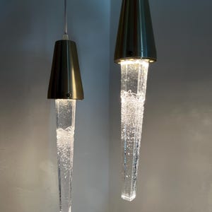 Scandinavian pair of ceilling glass lamps Icicle designed by Atelje Engberg Sweden 1960s