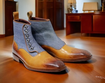 Handmade Leather Boots for Men | Premium Craftsmanship & Style | Button Closer ankle boots