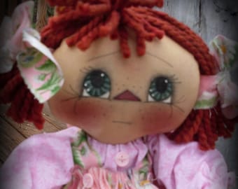 Primitive Raggedy Ann Style doll E-PATTERN INSTANT DOWNLOAD Freckles #115