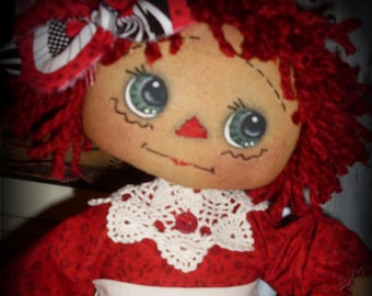 Primitive Raggedy Ann Valentine Be Mine Annie INSTANT DOWNLOAD PATTERN #138