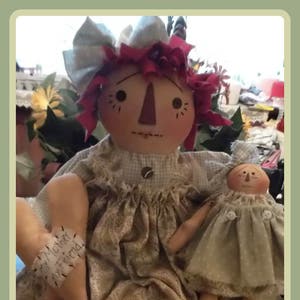 Primitive 24&quot; Annie w/baby and heart #172 My Mother My Friend e-pattern