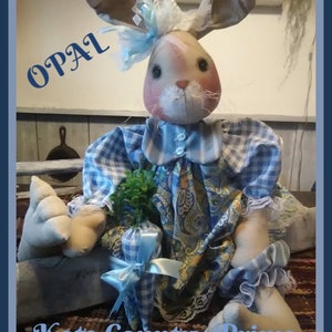 Primitive Raggedy 24 Bunny Rabbit w/carrot trio 183 OPAL Instant DOWNLOAD Pattern NEW 2020 image 3