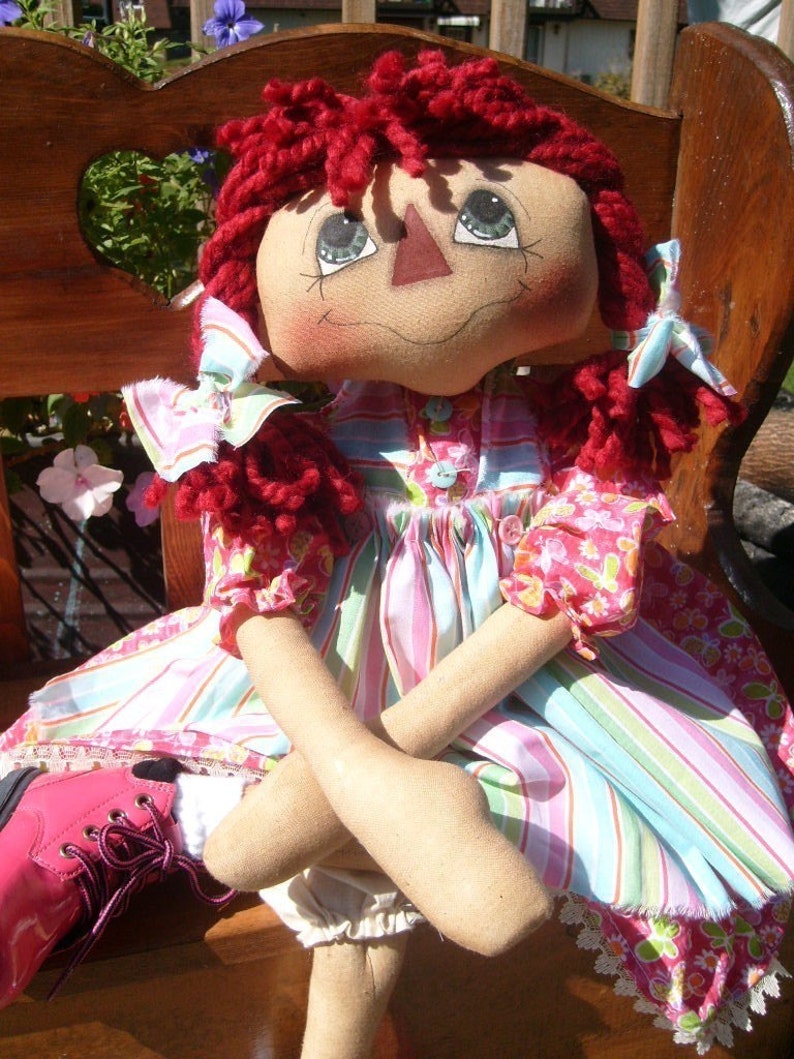 INSTANT DOWNLOAD Sweet Pigtail Annie Raggedy Ann style doll PATTERN 102 image 4