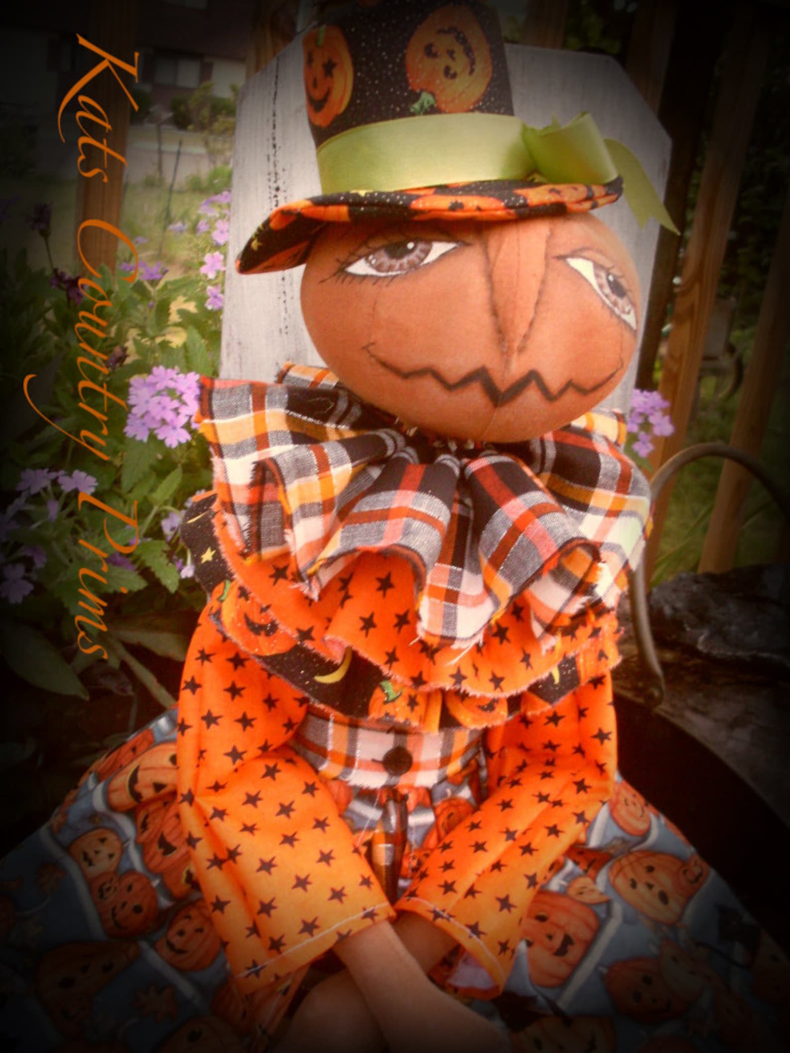 Primitive Fall Pumpkin Head Doll Mrs. Gourdon INSTANT DOWNLOAD Etsy