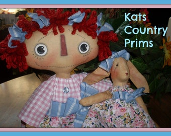 Primitive Raggedy Ann Style instant download ePATTERN #165 Somebunny to Love