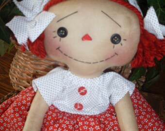 Primitive Raggedy Ann INSTANT DOWNLOAD PATTERN #154 Button Eyed Annie