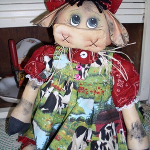 Primitive Raggedy Cow doll Instant Download E-PATTERN Hilda the Heffa 114 image 3