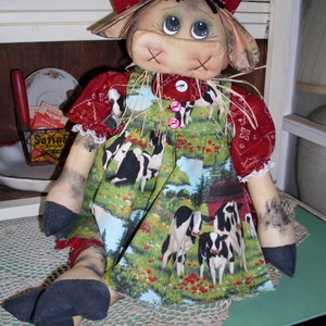 Primitive Raggedy Cow doll Instant Download E-PATTERN Hilda the Heffa 114 image 2