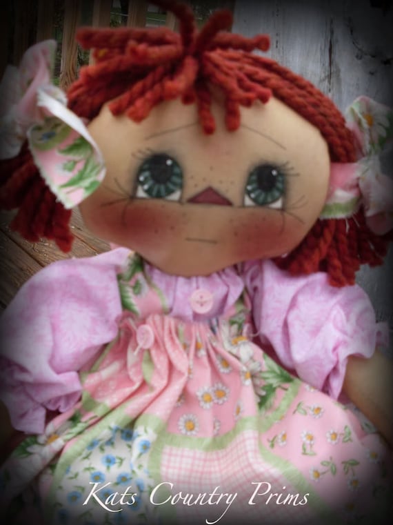 Primitive Raggedy Ann style Pigtail Annie Kats Country Prims Pattern #102