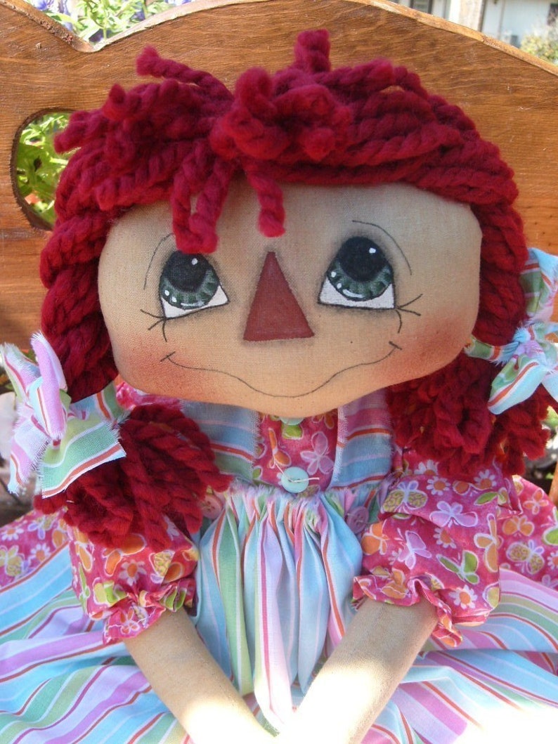INSTANT DOWNLOAD Sweet Pigtail Annie Raggedy Ann style doll PATTERN 102 image 1
