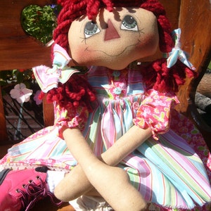 Primitive Raggedy Ann Style doll PATTERN INSTANT DOWNLOAD Pigtail Annie 102 image 3