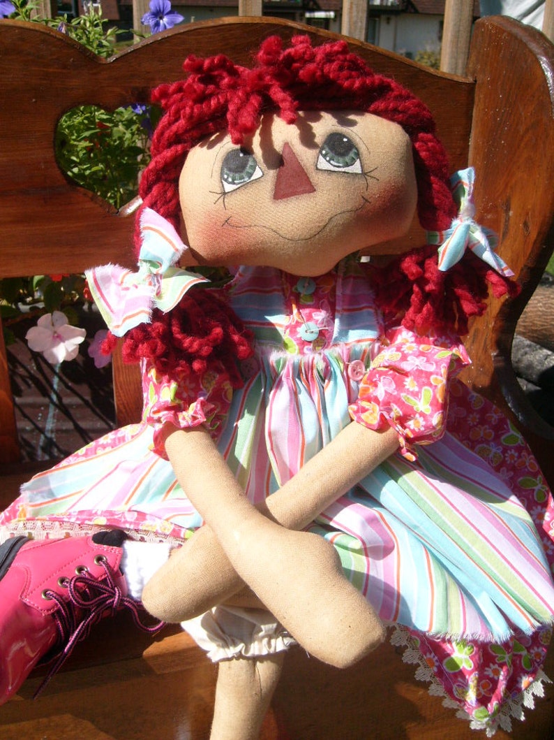 Primitive Raggedy Ann Style doll PATTERN INSTANT DOWNLOAD Pigtail Annie 102 image 3