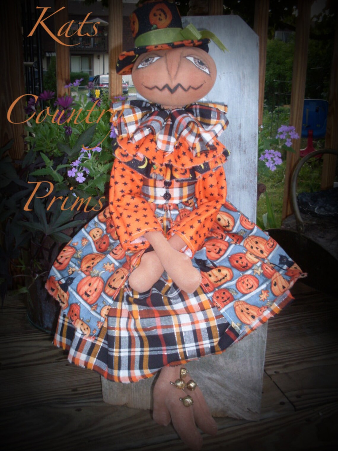 Primitive Fall Pumpkin Head Doll Mrs. Gourdon INSTANT DOWNLOAD PATTERN ...