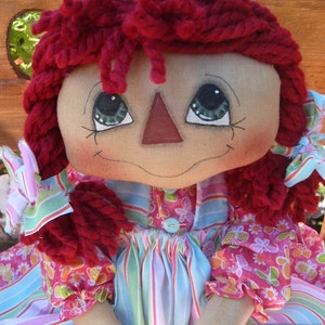 Primitive Raggedy Ann Style doll PATTERN INSTANT DOWNLOAD Pigtail Annie 102 image 1