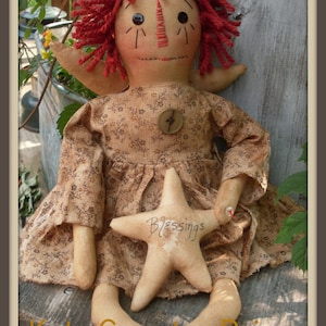 Primitive Raggedy Ann style Blessings Anne ePATTERN 162 INSTANT DOWNLOAD image 1