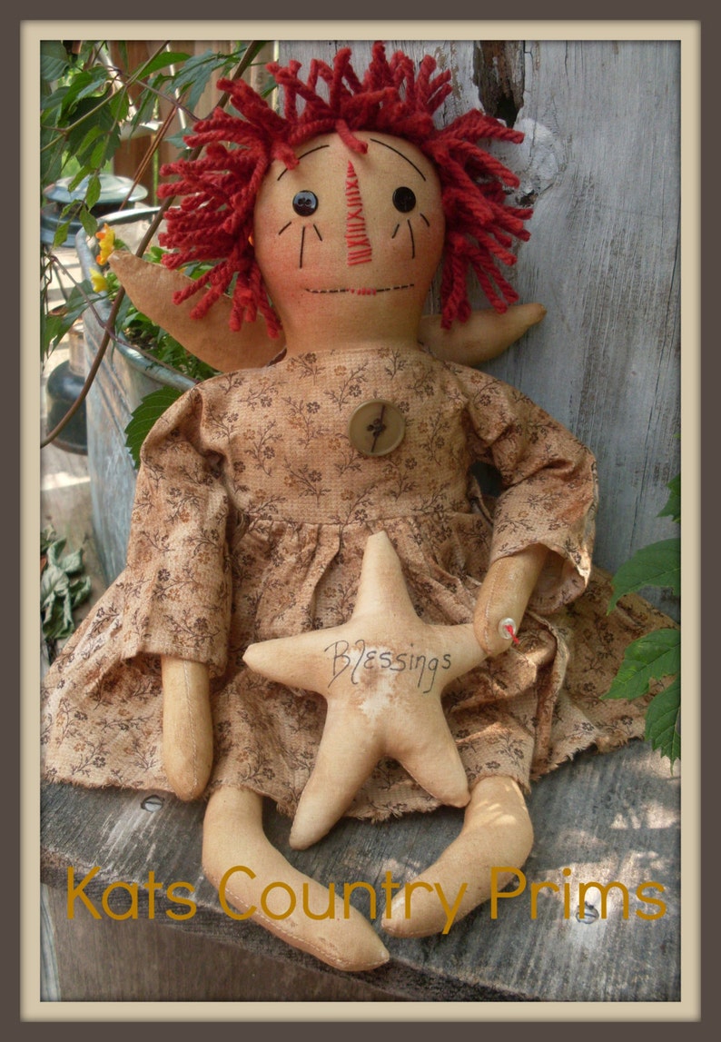 Primitive Raggedy Ann style Blessings Anne ePATTERN 162 INSTANT DOWNLOAD image 1