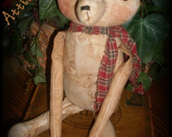 Primitive Grubby Muslin Bear #159 Attic Bears E-PATTERN Instant Download