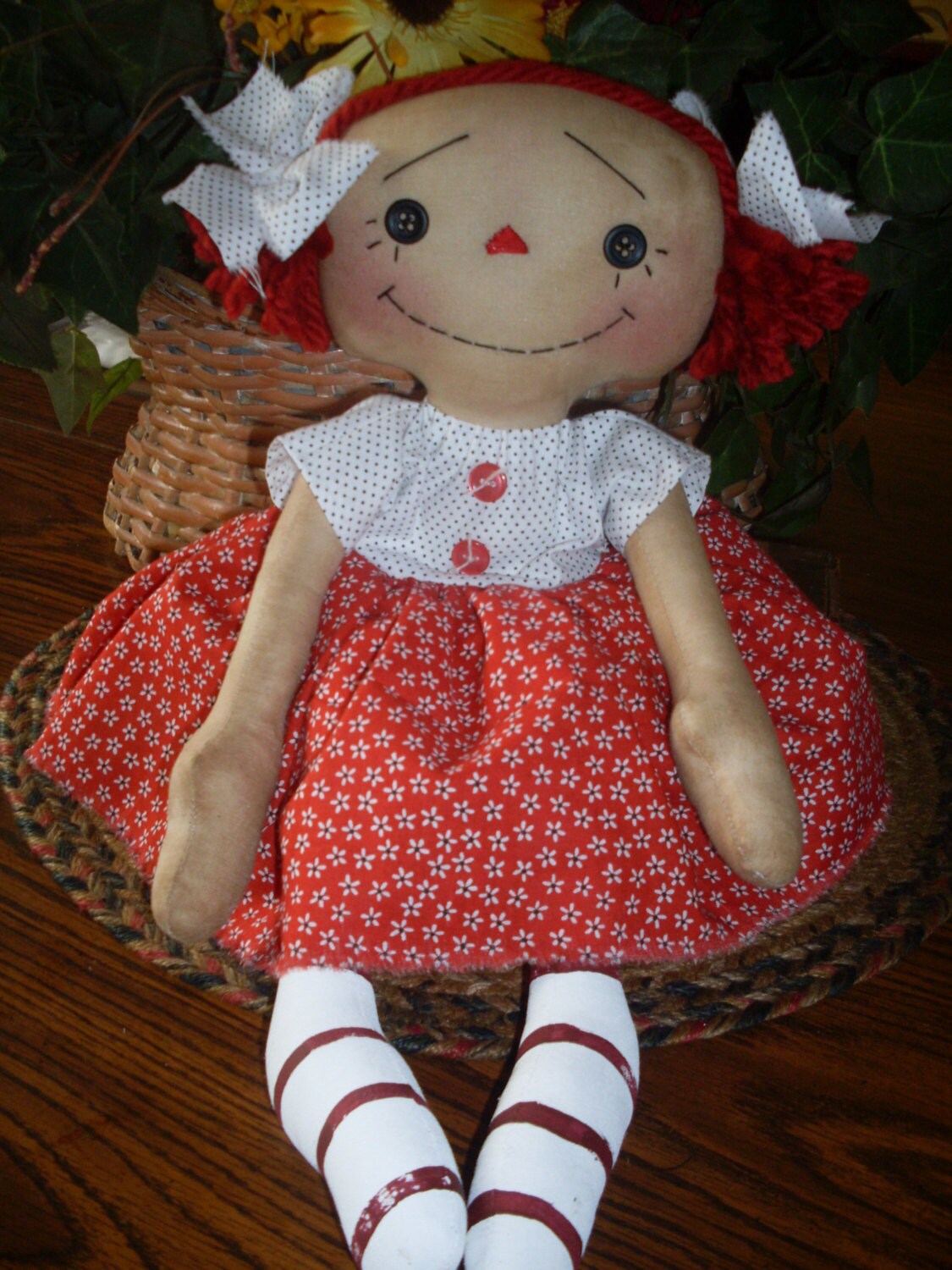 Primitive Raggedy Ann INSTANT DOWNLOAD PATTERN #154 Button Primitive Raggedy Ann INSTANT DOWNLOAD PATTERN #154 Button