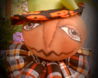 Primitive Herbst Kürbiskopf-Puppe Mrs. Gourdon SOFORT-DOWNLOAD-MUSTER #147