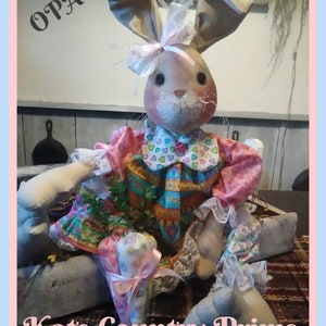 Primitive Raggedy 24 Bunny Rabbit w/carrot trio 183 OPAL Instant DOWNLOAD Pattern NEW 2020 image 2
