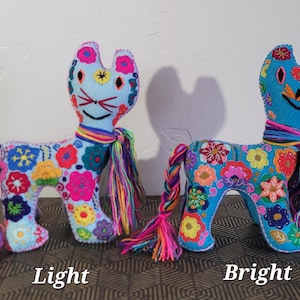 Handmade Mexican Stuffed Animals - Embroidered Cat Animalito - Cat Gift- Kitten - Unique Nursery Gift - One of a Kind Plush - Valentines day