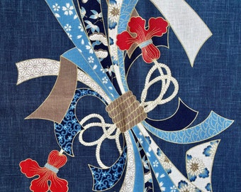 Colgante de pared de arte textil japonés, arte asiático, colgante de pared oriental, Noren