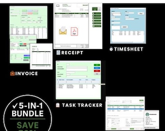 Freelancer Finance Pro Toolkit — Invoicing, Receipts, Time & Expense Tracking | 5-in-1 Excel Bundle