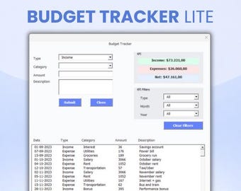 Budget Tracker Lite – Excel Income & Expense Tracker | Simple Personal Finance Template (Windows ONLY)