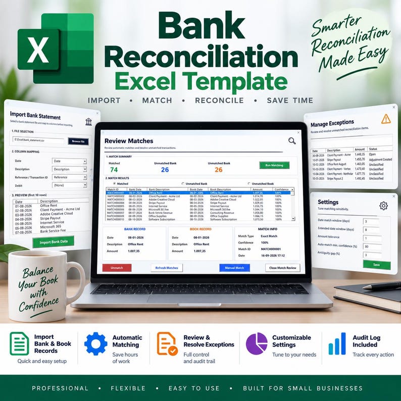 Automated Bank Reconciliation Excel VBA Tool | Auto-match Transactions ...