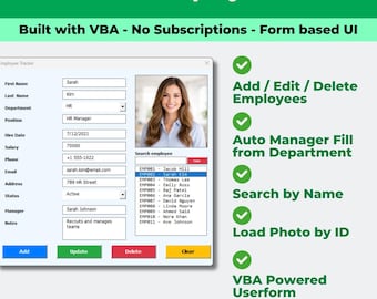 Excel Employee Tracker | VBA HR System for Windows