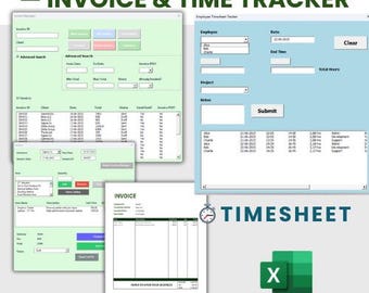 Dúo de Finanzas para Freelancers: Facturas y Registro de Tiempo (Herramienta Todo en Uno de Excel)