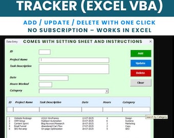 Freelance Task Tracker in Excel – Smart UserForm to Add, Edit & Manage Projects