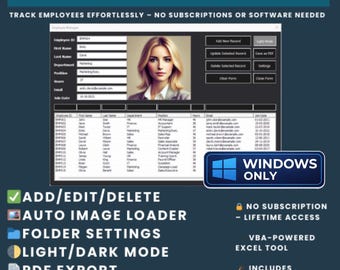 Excel Employee Management System: VBA Automated Tool, Image + PDF Export