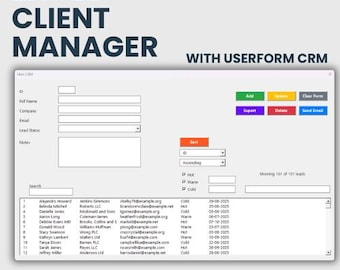 Excel Client Manager & CRM Template – VBA UserForm, Lead‑Tracking + Notes