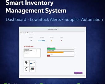 Smart Inventory Management System | Dashboard, Low Stock Alerts, Supplier Automation (Excel Template)