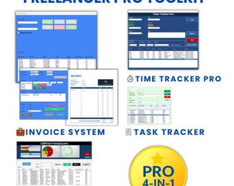 Freelancer Pro Toolkit: Excel Templates Bundle (Invoice, CRM, Task Tracker) (Digital Download)