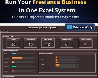 Freelancer Business System for Excel | Client, Project & Invoice Automation (Windows VBA)