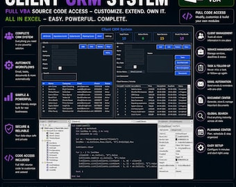 CRM Excel VBA | Developer License | Full Source Code | Unlocked | Client Management System | Customisable