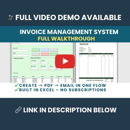 Excel Invoice Template | Small Business Billing Tracker (digital ...