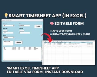 Excel VBA Time Tracker (nur für Windows) | Mitarbeiter Stundenzettel mit LogIn-System