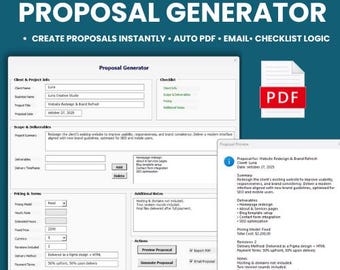 Excel Proposal Generator | Auto PDF Proposal Creator | Freelancer Business Template | Excel VBA Automation Tool
