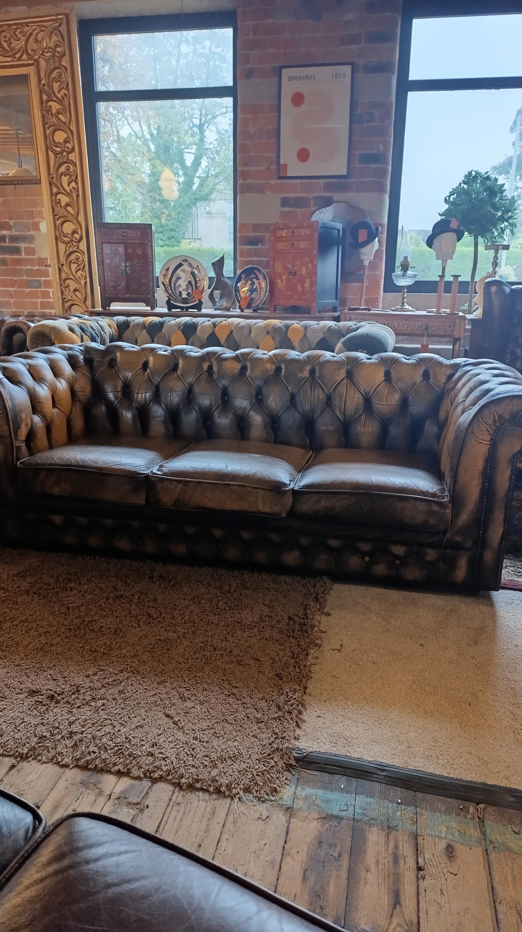 Vintage Tan Leather Chesterfield Sofa With Deep Button Tufting - Etsy UK