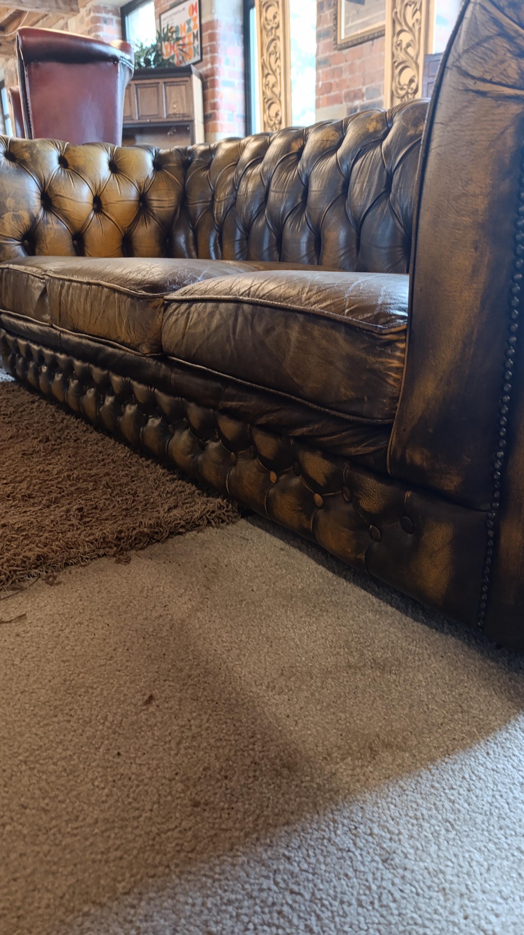 Vintage Tan Leather Chesterfield Sofa With Deep Button Tufting - Etsy UK