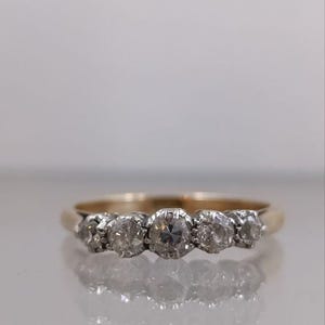 Elegant 18ct Gold & Platinum Five-Stone Diamond Ring - 0.6ct Total