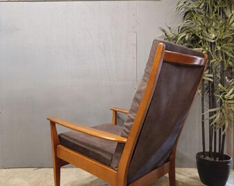 Vintage 1960s British Cintique Armchair - Restored Beech & Brown
