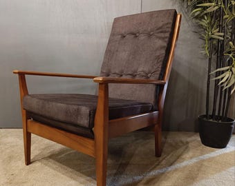 Vintage 1960s British Cintique Armchair - Restored Beech & Brown