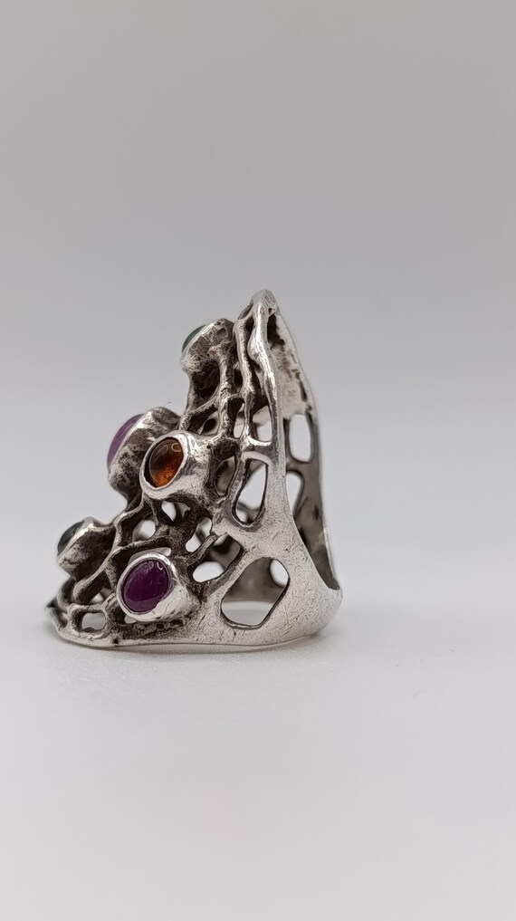 Sterling Silver "Galaxy" Ring with Ruby, Emerald,… - image 5