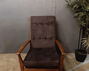 Vintage 1960s British Cintique Armchair - Restored Beech & Brown