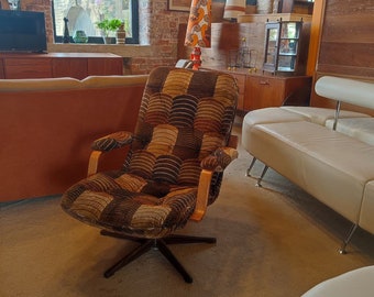 Original 1970s Swedish Bentwood Armchair with Unique Forward Angled Arms